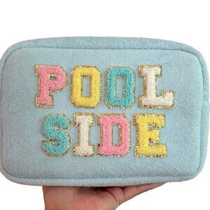 Gloss & Glo Terry Cloth "POOL SIDE" Pouch In Blue - NWT